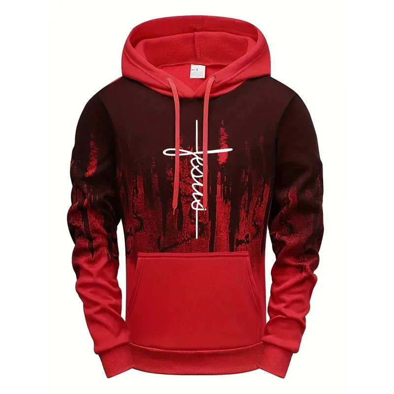 Faith Printed Hoodie for Men High Quality Hooded Long Sleeve Sweatshirts Fall Winter Daily Casual Sport Pullover 2025 Athleisure