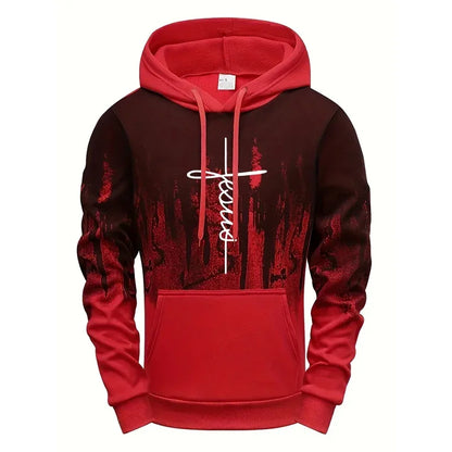 Faith Printed Hoodie for Men High Quality Hooded Long Sleeve Sweatshirts Fall Winter Daily Casual Sport Pullover 2025 Athleisure