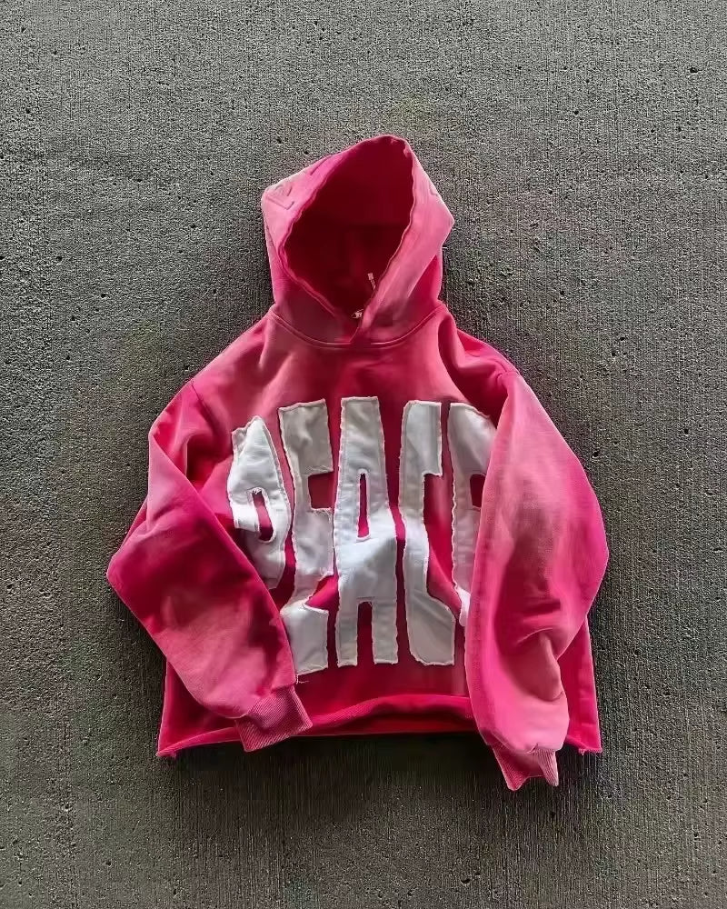 Hoodie Manufacturer Custom Boxy Fit 250Gsm Oversized Heavyweight Distressed Patch Acid Wash Hoodie Men