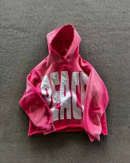 Hoodie Manufacturer Custom Boxy Fit 250Gsm Oversized Heavyweight Distressed Patch Acid Wash Hoodie Men