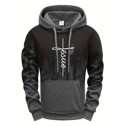 Faith Printed Hoodie for Men High Quality Hooded Long Sleeve Sweatshirts Fall Winter Daily Casual Sport Pullover 2025 Athleisure