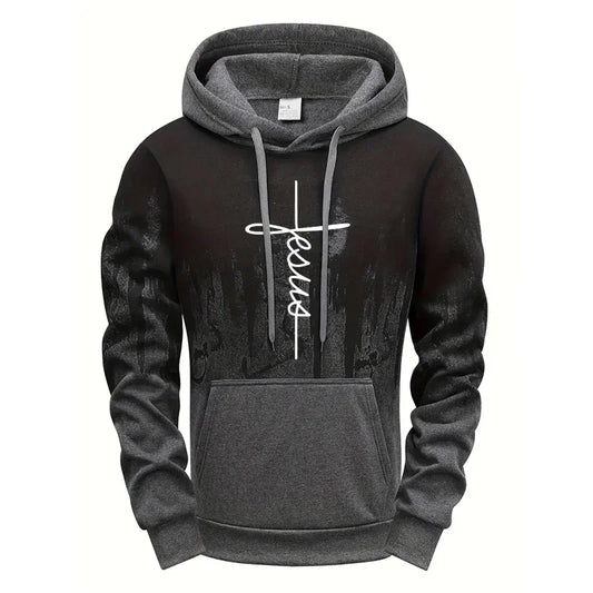 Faith Printed Hoodie for Men High Quality Hooded Long Sleeve Sweatshirts Fall Winter Daily Casual Sport Pullover 2025 Athleisure