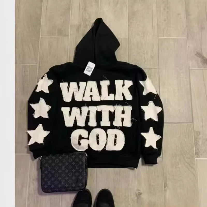 Hoodie Manufacturer Custom Boxy Fit 250Gsm Oversized Heavyweight Distressed Patch Acid Wash Hoodie Men
