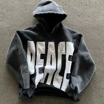 Hoodie Manufacturer Custom Boxy Fit 250Gsm Oversized Heavyweight Distressed Patch Acid Wash Hoodie Men
