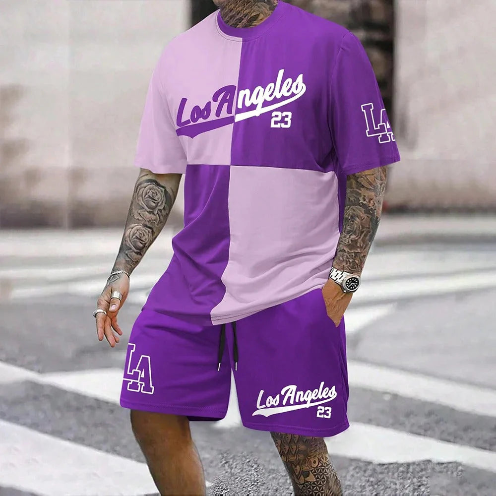 Men’S Two-Tone Graphic Streetwear Set