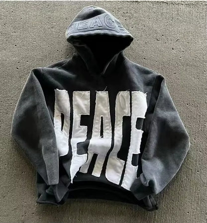 Hoodie Manufacturer Custom Boxy Fit 250Gsm Oversized Heavyweight Distressed Patch Acid Wash Hoodie Men