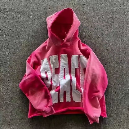 Hoodie Manufacturer Custom Boxy Fit 250Gsm Oversized Heavyweight Distressed Patch Acid Wash Hoodie Men