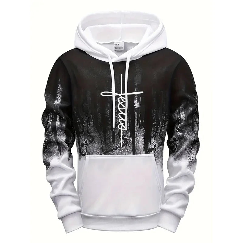 Faith Printed Hoodie for Men High Quality Hooded Long Sleeve Sweatshirts Fall Winter Daily Casual Sport Pullover 2025 Athleisure
