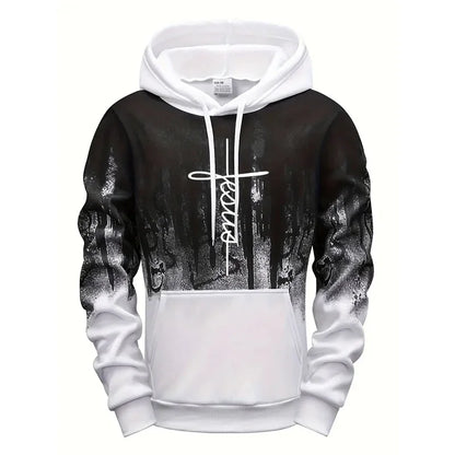 Faith Printed Hoodie for Men High Quality Hooded Long Sleeve Sweatshirts Fall Winter Daily Casual Sport Pullover 2025 Athleisure