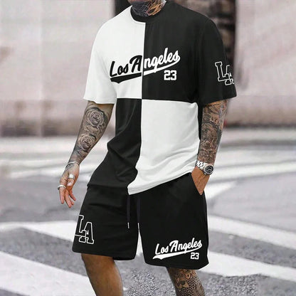 Men’S Two-Tone Graphic Streetwear Set
